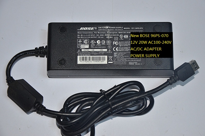New BOSE 96PS-070 12V 20W AC100-240V AC/DC ADAPTER POWER SUPPLY